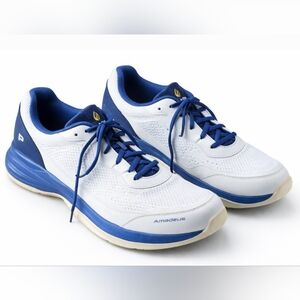 FitVille Amadeus ATHLETIC Sneakers White/Blue Tennis RUNNING Shoes Size 12 Wide
